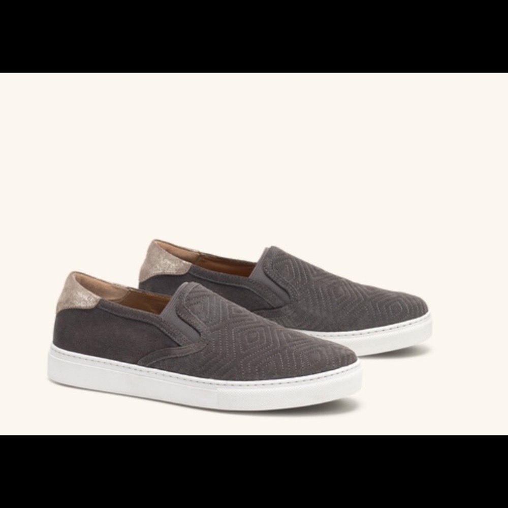 Trask Grey suede slip ons